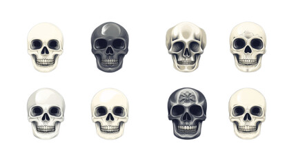 Multi Skulls Illustration Isolated On White Background