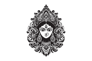 Maa Durga silhouette vector, Durga silhouette vector	