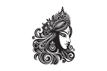 Maa Durga silhouette vector, Durga silhouette vector	