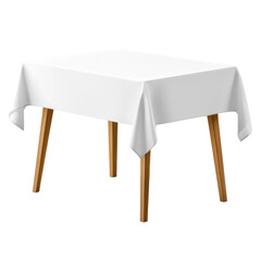 Simple white table with a cloth, perfect for dining, catering, or event decoration.