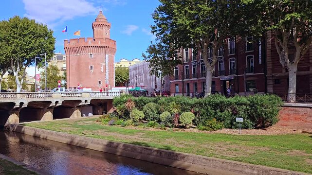 view of Catalan Museum of Popular Arts and Traditions, The Castillet or Castellet is an ancient fortification and city gate located in Perpignan, France
