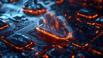 Glowing Cloud with Neural Circuits in 3D Design