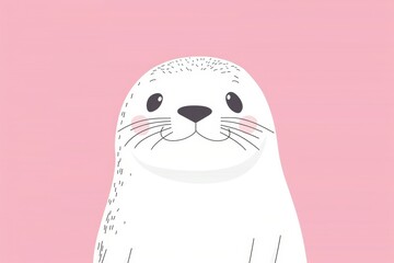 Obraz premium Cute seal illustration on pink background