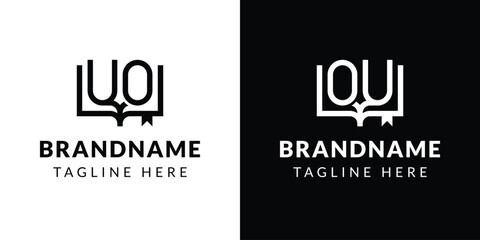 Letters UO and OU Book Logo, suitable for business related to book with OU or UO initials