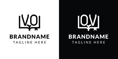 Letters VO and OV Book Logo, suitable for business related to book with OV or VO initials
