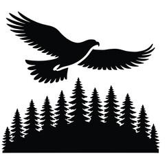 Obraz premium Hawk Silhouette Over Forest