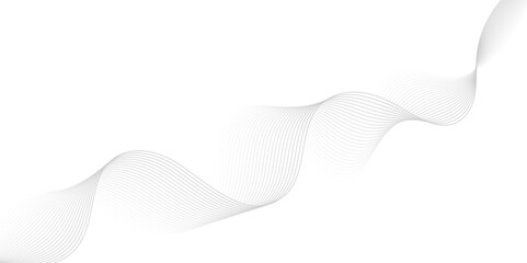 Fototapeta premium Abstract gray wave dynamic curve lines on transparent background with flowing particles. Digital energy waves technology concept. Modern backdrop design for business, presentation, banner.