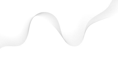 Abstract gray wave dynamic curve lines on transparent background with flowing particles. Digital energy waves technology concept. Modern backdrop design for business, presentation, banner.