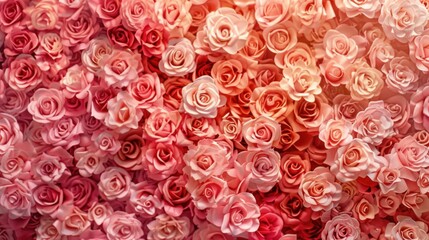A vibrant array of blooming roses in shades of pink, creating a stunning floral backdrop full of depth and texture