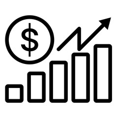 growth cart economy icons line style