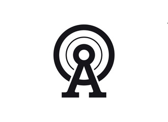 Bold Geometric Letter A Logo Design with Circular or Target Emblem, Minimalist Letter A Symbol in Black & White, Vector Graphic