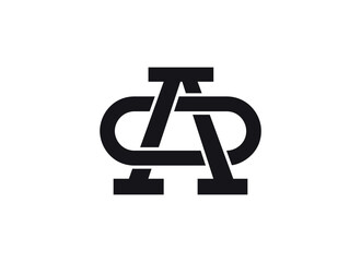 Bold Intertwined letter 'A' Monogram Logo, Modern Minimalist Branding Design, Black and White Vector Graphic