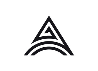 Stylised Letter 'A' Logo with Geometric Triangle and Arc Design, Modern Abstract Branding, Black and White Vector Graphic