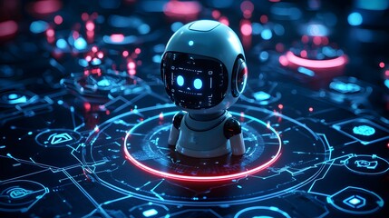 3D Render of AI Assistant Avatar in Digital Environment