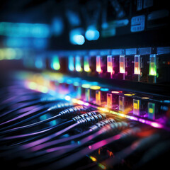 Fototapeta premium Vibrant Fiber Optic Cables for High-Speed Data Transmission
