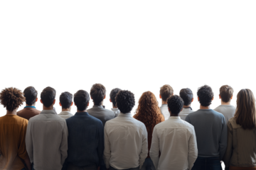 Diverse Group of People Looking Up, Back View