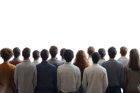 Diverse Group of People Looking Up, Back View