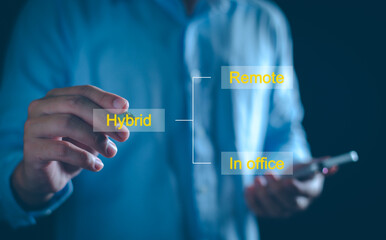 businessman adopting a hybrid work strategy allows employees to balance remote and in-office work....