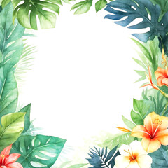 Naklejka premium Summer tropical watercolor illustration background