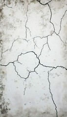 Obraz premium A cracked and weathered concrete wall showcasing visible textures and imperfections, creating a rustic and industrial aesthetic. 