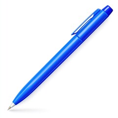 A blue ballpoint pen lying horizontally, designed for writing and drawing.