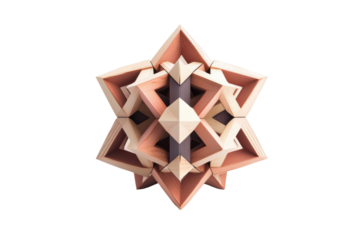 Abstract geometric shape with intricate design, displayed against a white background, perfect for modern art concepts.