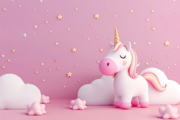 Fototapeta premium Cute unicorn background cartoon nature representation.
