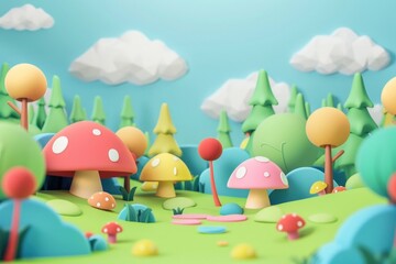 Fototapeta premium Cute Natural background outdoors cartoon food.