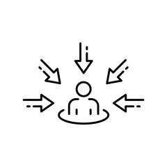 Customer centricity icon. Simple outline style. Centric consumer, client first approach, person, central, people, human focus concept. Thin line symbol. Vector illustration isolated.