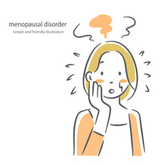 ホットフラッシュ　更年期障害　中年女性　シンプルでお洒落な線画イラスト
