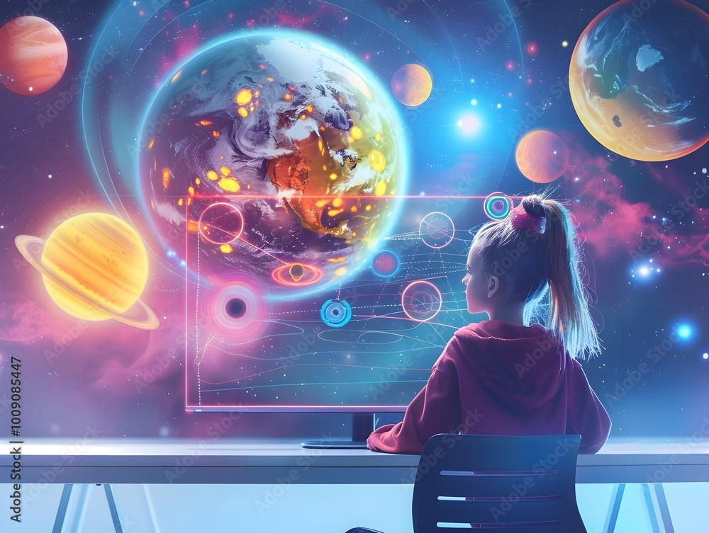 Poster personalized virtual classroom exploring customized planetary worlds for tailored learning