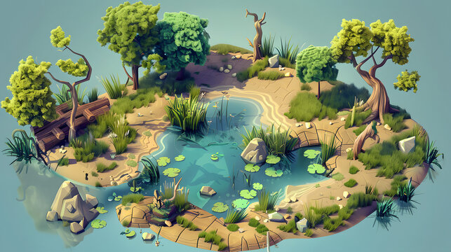 Swamp Map isometric 3D