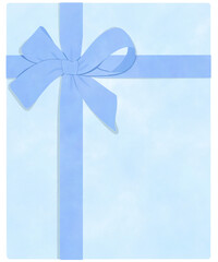 watercolor light blue gift box with blue bow ribbon