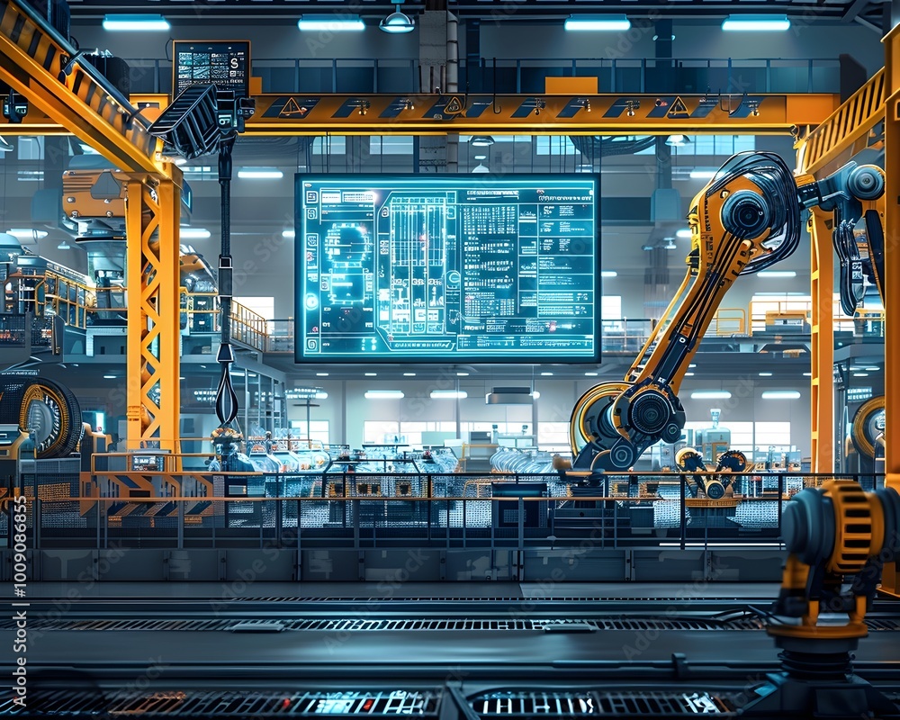 Poster intelligent factory floor with real time energy optimizing robotic automation