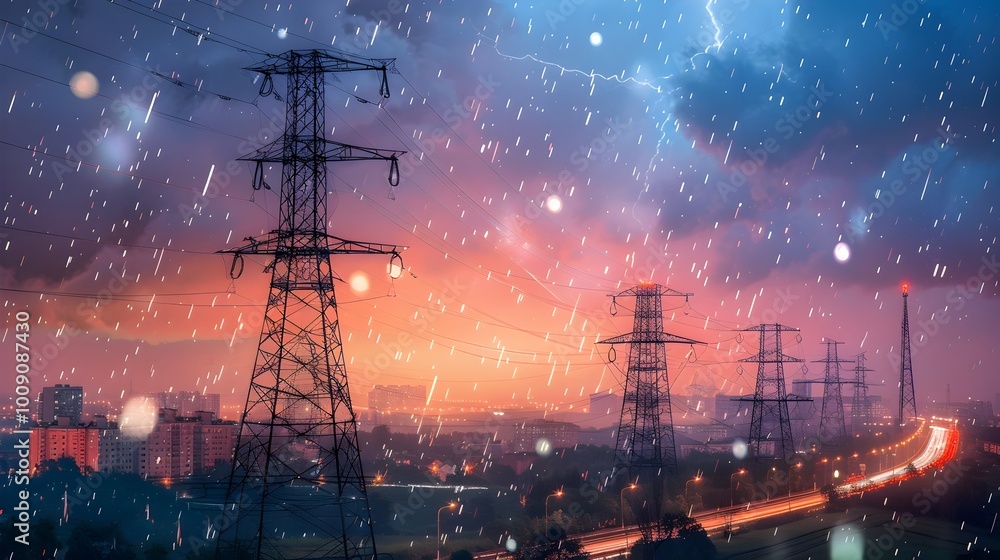 Poster automated smart grid rerouting power during thunderstorm to ensure continuous service