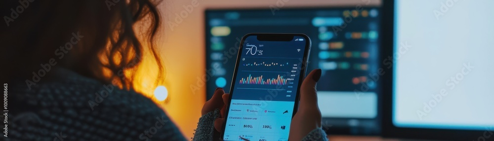 Poster smartphone displaying financial data analytics