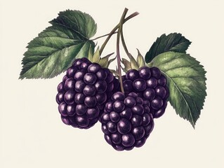 Vintage Fruit Illustration - Grapes with Bunch Stem