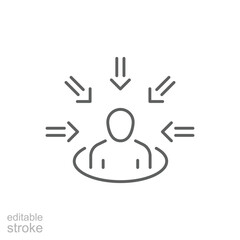 Customer centricity icon. Simple outline style. Centric consumer, client first approach, person, central, people, human focus concept. Thin line symbol. Vector illustration isolated. Editable stroke.