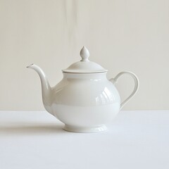A simple, elegant white teapot designed for serving tea.