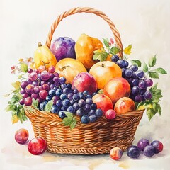 A vibrant basket filled with assorted fruits, showcasing nature's bounty and colorful variety.