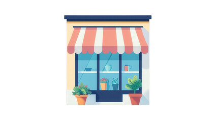 Flat Window Display Icon for Christmas, Festive Holiday Showcase Design, PNG File, Transparent Background.