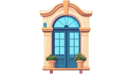 Flat Window Display Icon for Christmas, Festive Holiday Showcase Design, PNG File, Transparent Background.