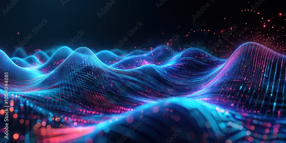 Poster futuristic digital background with 3d geometric shapes and complex data visualization. global networ