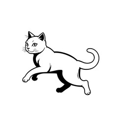 Running Cat Silhouette - Vector Illustration of a Cat in Motion