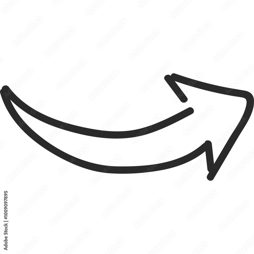 Poster simple arrow isolated on transparent background. svg. doddle arrow