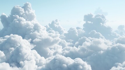 Naklejka premium A serene sky filled with delicate, fluffy clouds on a white background.