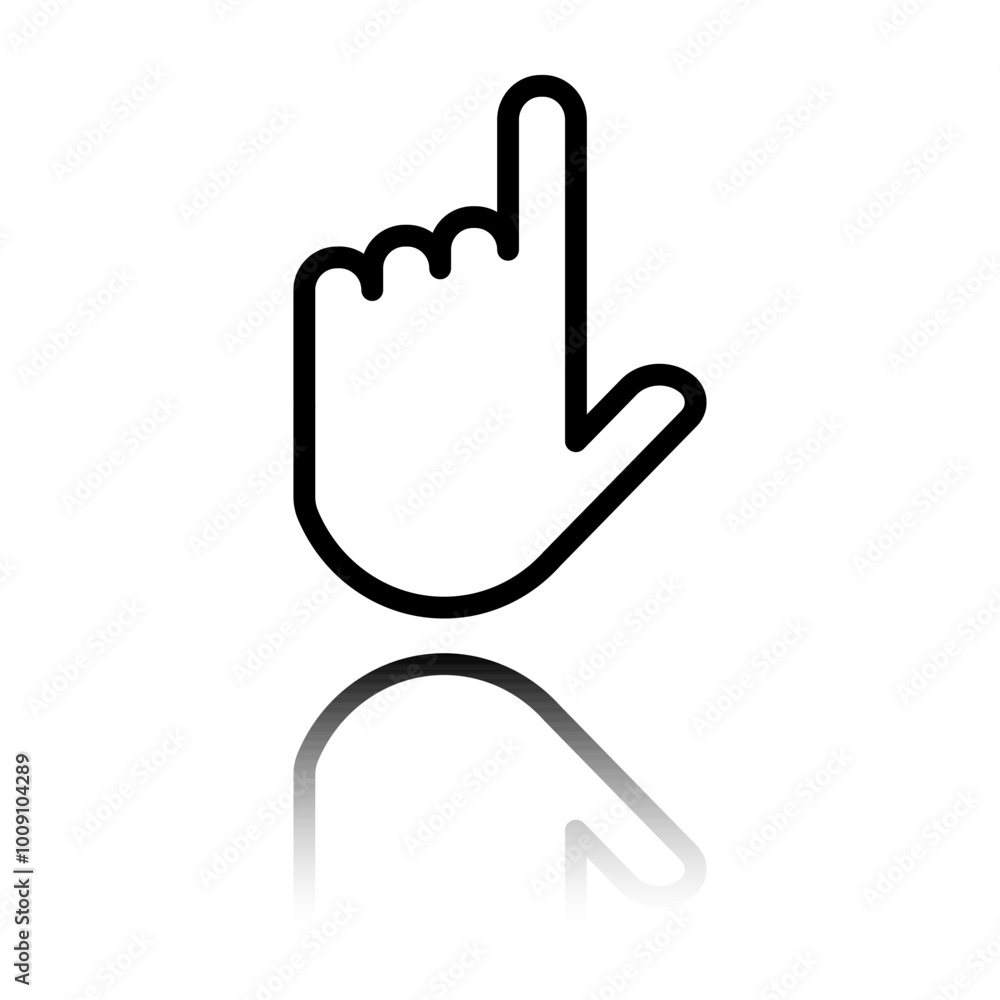 Poster hand vector simple icon. flat design. black icon with mirror reflection. white background