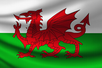 Wales flag with fabric