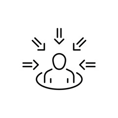 Customer centricity icon. Simple outline style. Centric consumer, client first approach, person, central, people, human focus concept. Thin line symbol. Vector illustration isolated.