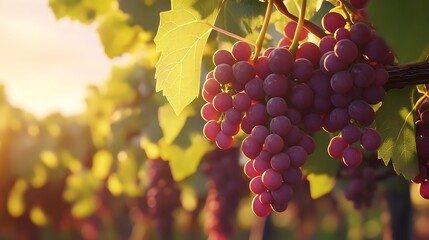 Delicious grapes growing abundantly on verdant vine image